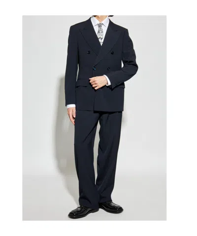 Giorgio Armani Pinstripe Suit In Blue