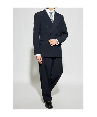 Giorgio Armani Pinstripe Suit In Blue