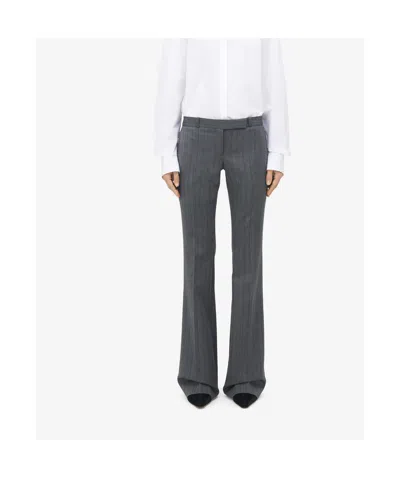 Alexander Mcqueen Grey Salt And Pepper Bootcut Suit Trousers For Women In Gray