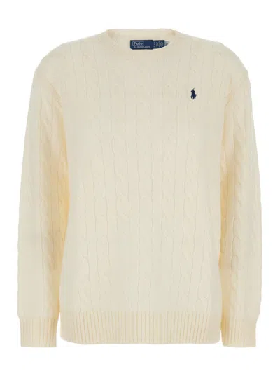 Polo Ralph Lauren Wool And Cashmere Logo Sweater In Neutral