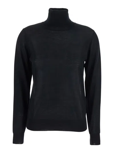 P.a.r.o.s.h High-neck Wool-silk Top In Black