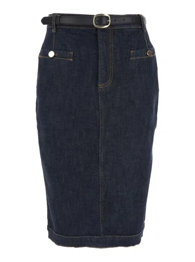 Self-portrait Indigo Denim Midi Skirt