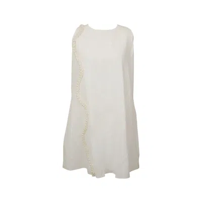 Muda Clothing Fz Llc Women's Pearl White Short Linen Dress