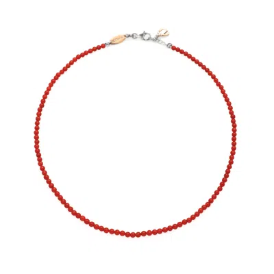Unaloe Women's Sterling Silver Necklace With Natural Coral Discreet Elegance