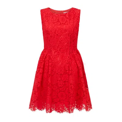Sour Figs Women's Floral Lace Mini Dress In Scarlet Red