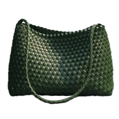 Rimini Women's Hand Weaving Vegan Leather Shoulder Bag - Green