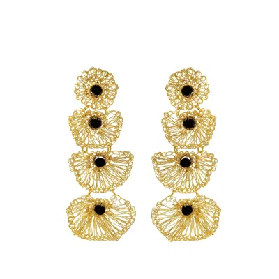 Lavish By Tricia Milaneze Women's Gold / Black Black & Gold Shells Cascade Handmade Crochet Earrings