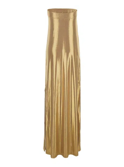 Norma Kamali Strapless Tailored Side Slit Gown