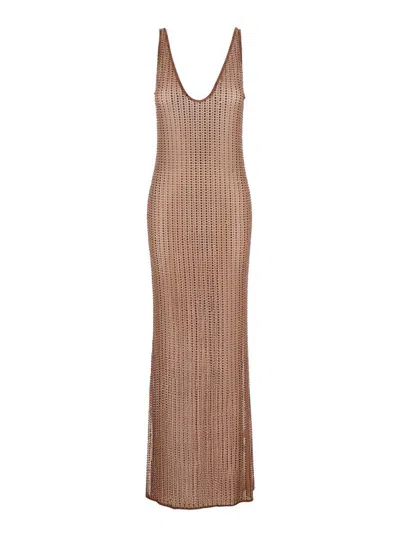 Venuja Malibu Crystal Maxi Dress In Brown