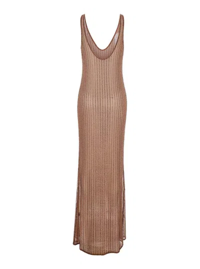 Venuja Malibu Crystal Maxi Dress In Brown