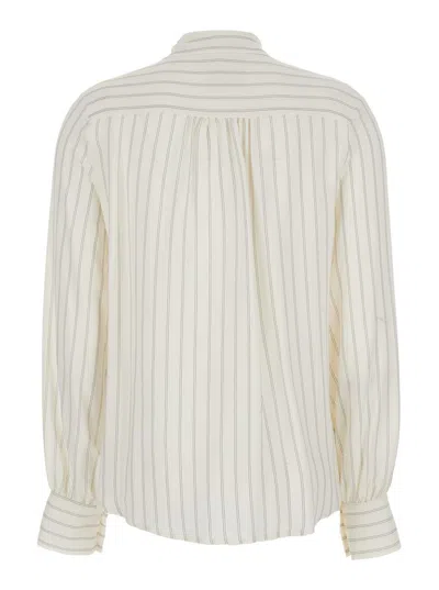 Semicouture Striped Crepe De Chine Shirt In White