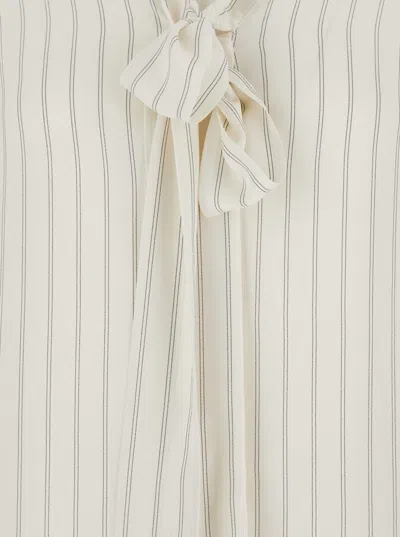 Semicouture Striped Crepe De Chine Shirt In White