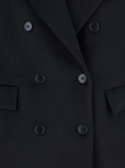 Plain Short Peacoat Double Breasted In Blue