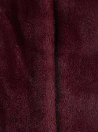 Plain Fake Mink Fur Jacket In Red