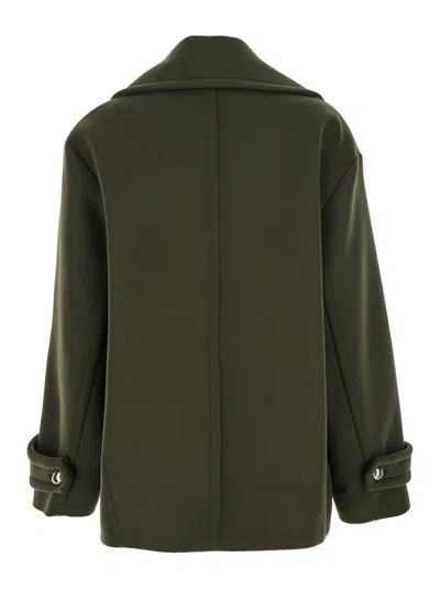 Semicouture Double-breasted Button Peacoat In Green