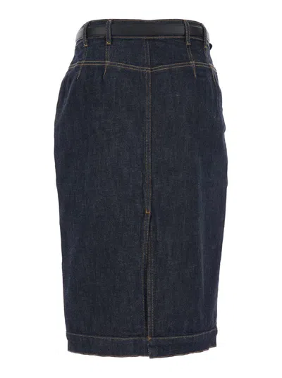 Self-portrait Indigo Denim Midi Skirt