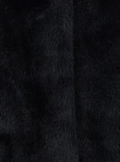 Plain Fake Mink Fur Jacket In Black