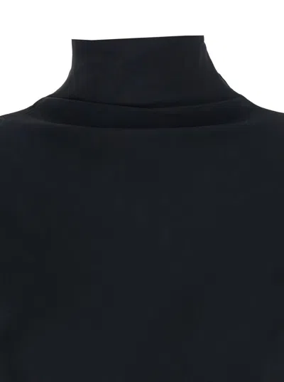 Semicouture Crepe De Chine High Neck Blouse In Black
