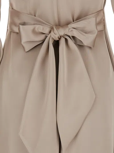 Plain Long Sleeves Maxi Dress In Brown