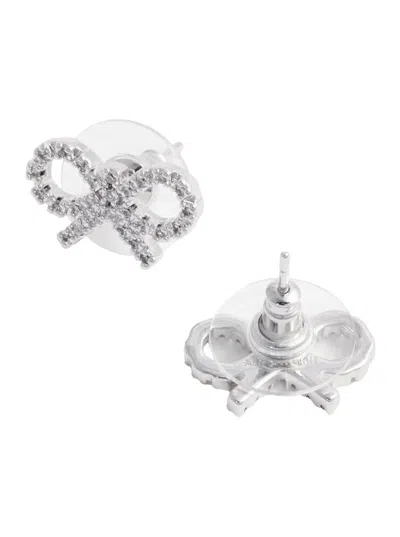 Self-portrait Micro Bow Earrings In Metallic