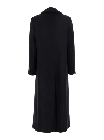 Semicouture Double-breasted Wool Coat In Black