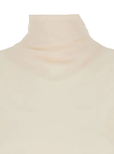 Semicouture Crepe De Chine High Neck Blouse In White