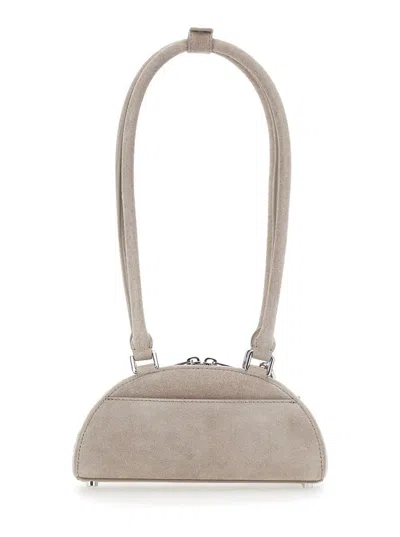 Self-portrait Grey Suede Mini Shoulder Bag With Charm