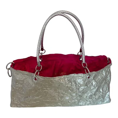 Romer Millinery Women's Morphy Metallic Silver Silk Moldable Multi Handle Bag