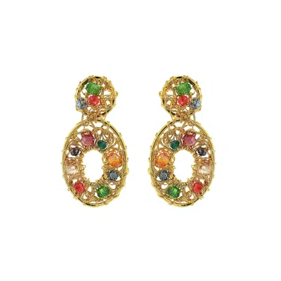 Lavish By Tricia Milaneze Women's Multicolor & Gold Moira Drop Handmade Earrings