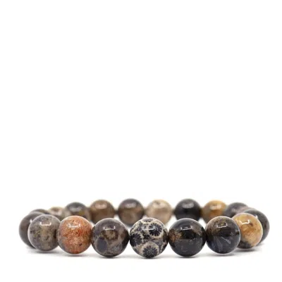 Shar Oke Men's Black / Brown / Neutrals Black Fossil Coral Bracelet