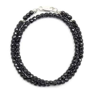 Shar Oke Men's Black / Silver Black Cubic Zirconia & Sterling Silver Bracelet