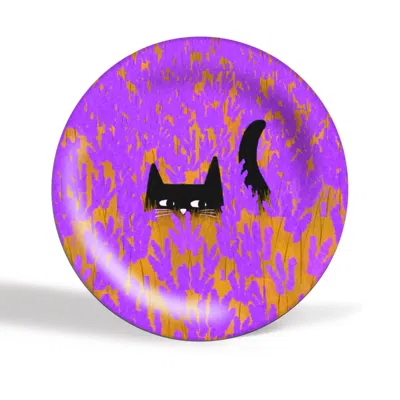 The Paper Tail Lavender Field Cat - Ceramic Plate