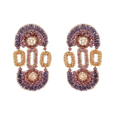 Lavish By Tricia Milaneze Women's Gold / Rose Gold / Purple Breeze Lavender Mix Tyche Maxi Handmade Crochet Earrings