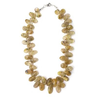 Shar Oke Women's Gold / Silver Golden Rutilated Quartz Necklace