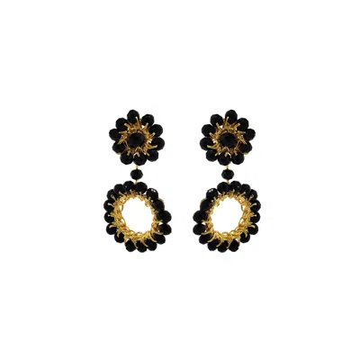 Lavish By Tricia Milaneze Women's Gold / Black Black & Gold Leah Mini Handmade Crochet Earrings