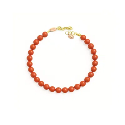 Unaloe Women's Gold / Red Red Coral Bracelet With Gold-plated Silver Details