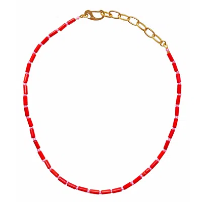 Smilla Brav Women's Gold / Red / Orange Coral Choker Necklace Leandra