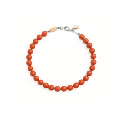 Unaloe Women's Silver / Red Red Coral And Sterling Silver Bracelet