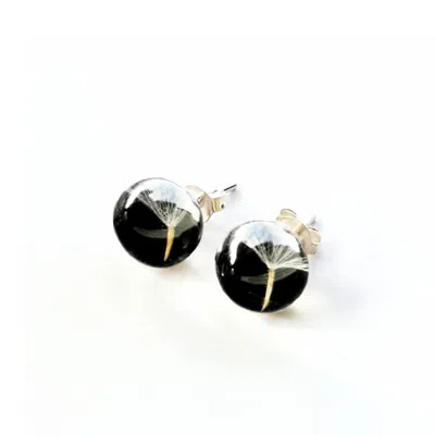 Laura Daili Women's Black / Silver A Wish - Glass Earrings With Real Dandelion Seeds