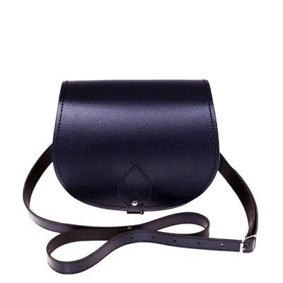 Zatchels Women's Handmade Leather Small Saddle Bag - Navy Blue