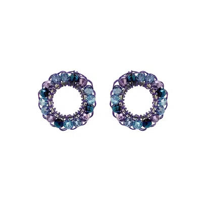 Lavish By Tricia Milaneze Women's Blue / Silver / Purple Neon Purple Mix Molly Handmade Crochet Earrings