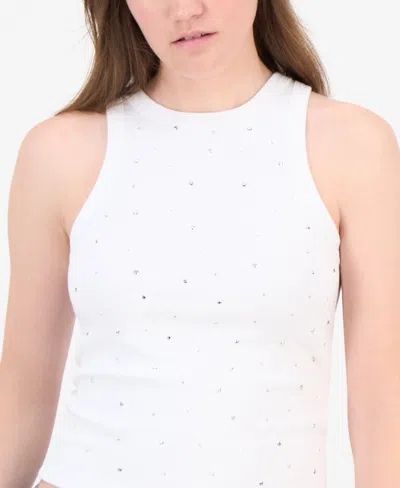 Rebel + Leigh Juniors' Rhinestone Crewneck Tank Top