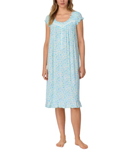 Eileen West Women's Printed Cap-sleeve Waltz Nightgown In Blue