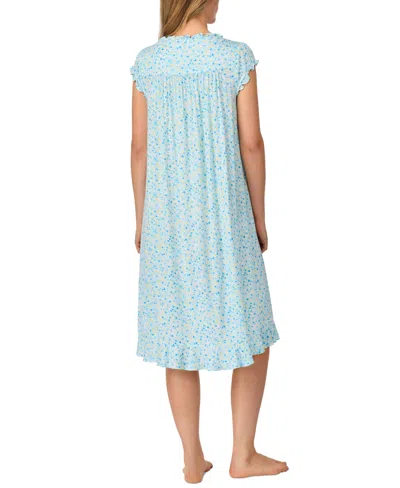 Eileen West Women's Printed Cap-sleeve Waltz Nightgown In Blue