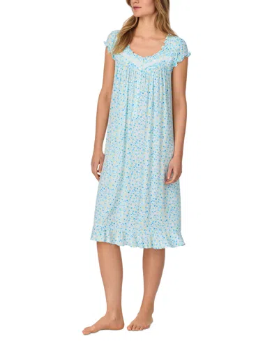 Eileen West Women's Printed Cap-sleeve Waltz Nightgown In Blue