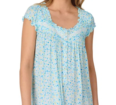 Eileen West Women's Printed Cap-sleeve Waltz Nightgown In Blue