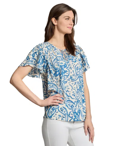 Jones New York Tie-front Top In Blue