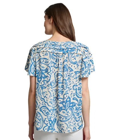 Jones New York Tie-front Top In Blue