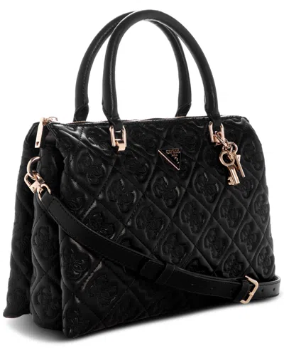 Guess Adelasia Multi Compartment Small Satchel In Black