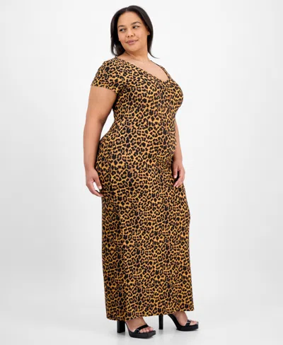 Derek Heart Trendy Plus Size V-neck Bodycon Maxi Dress